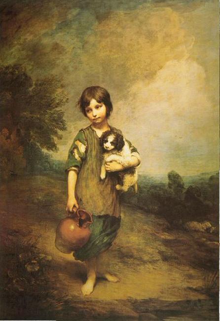 Thomas Gainsborough A Cottage Girl with Dog and Pitcher Sweden oil painting art